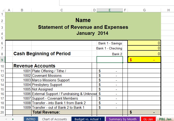 Free Spreadsheets to track Church and Non-Profit Expenses