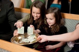 girls giving donations